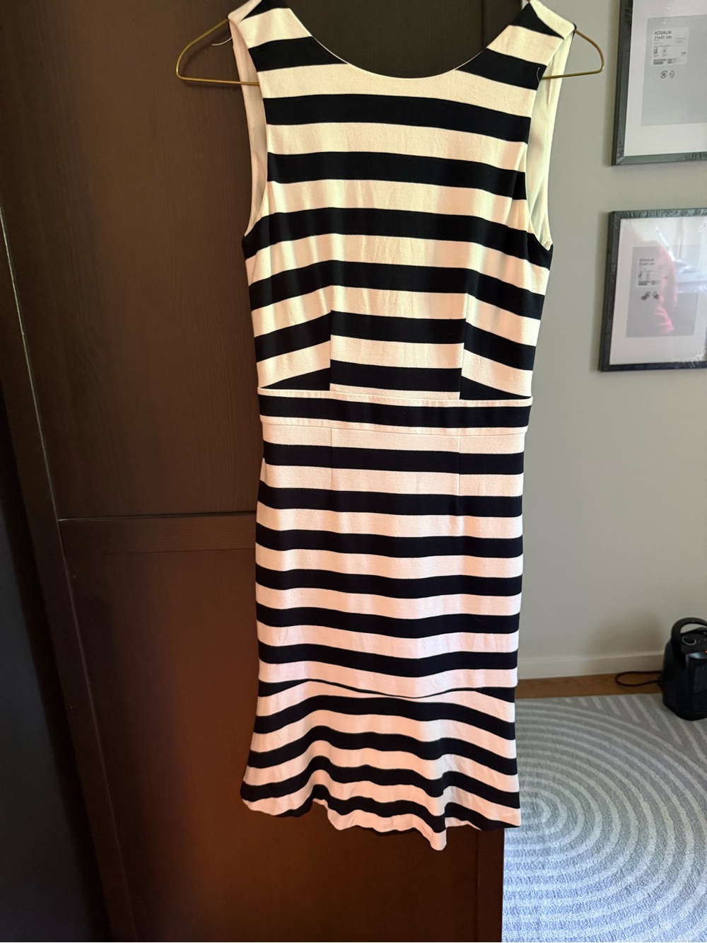 Banana Republic Black and White Striped Midi Dress